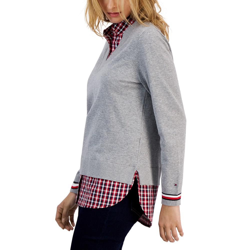 Women's Cotton Layered-Look Sweater商品第3张图片规格展示