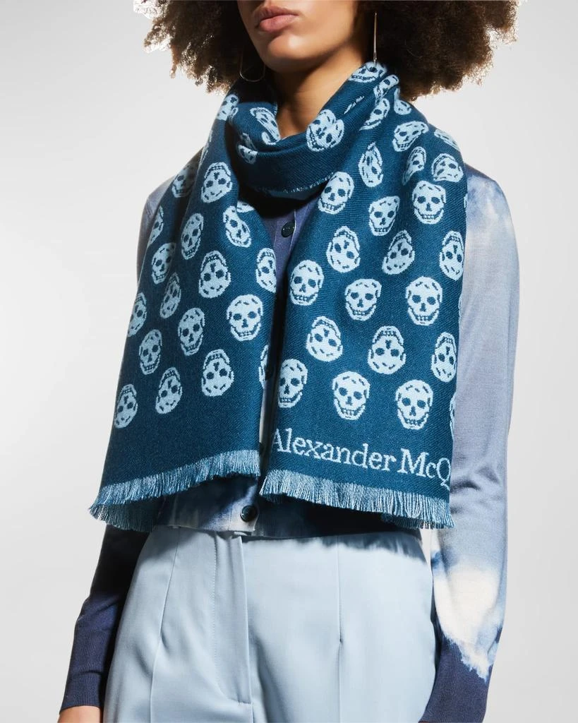 商品Alexander McQueen|Reversible Skull-Print Wool Scarf,价格¥1936,第1张图片