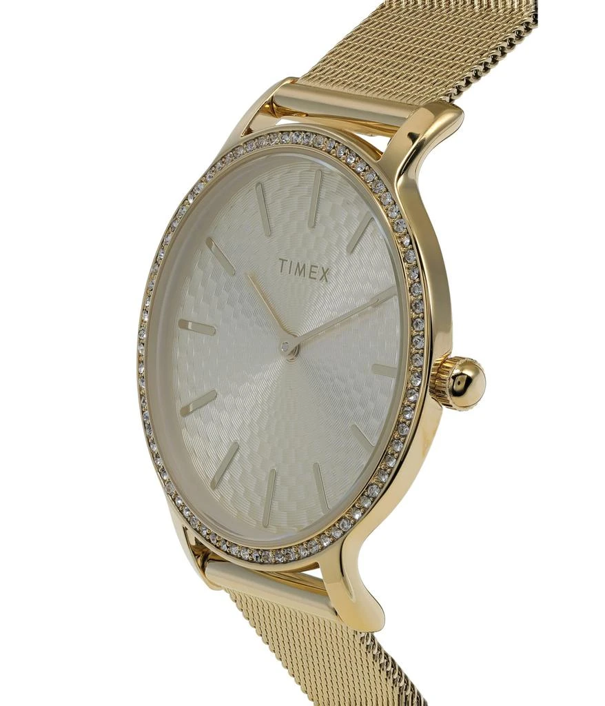 商品Timex|34 mm Transcend with Crystals 3-Hand Mesh Band Watch,价格¥816,第2张图片详细描述