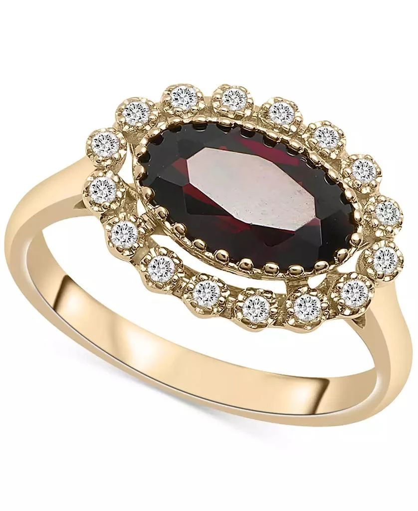 商品Macy's|Garnet (1-7/8 ct. t.w.) & White Topaz (1/4 ct. t.w.) Oval Halo Ring in 14k Gold-Plated Sterling Silver,价格¥608,第1张图片