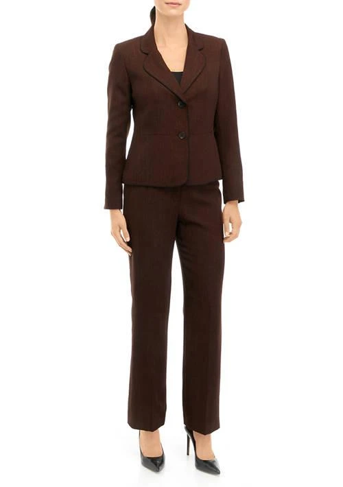 商品Le Suit|Suit Womens Twill Two Button Framed Jacket And Pant Set,价格¥1012,第1张图片