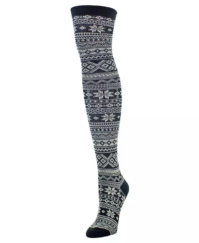 商品Memoi|Women's Snow Flakes Stripes Over The Knee Socks,价格¥135,第1张图片