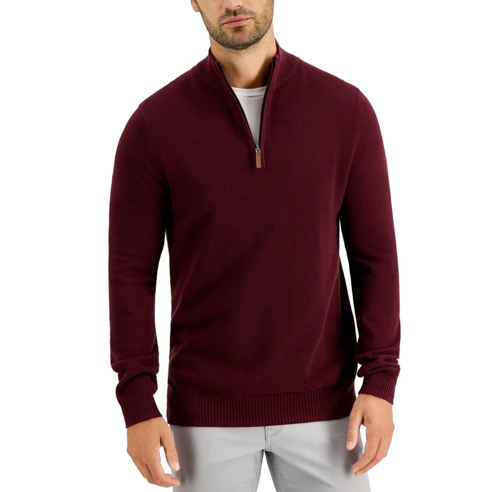 商品Club Room|Men's Quarter-Zip Textured Cotton Sweater, Created for Macy's,价格¥192,第1张图片