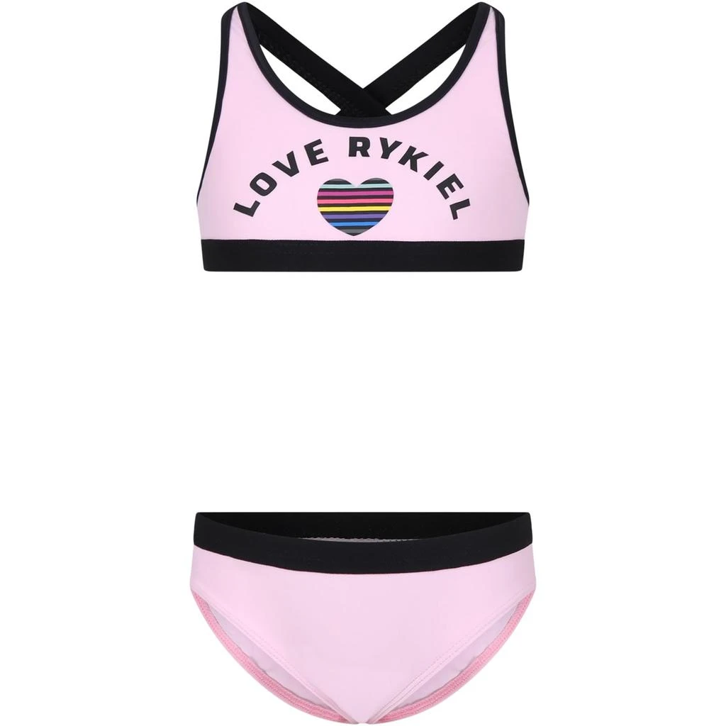 商品Rykiel Enfant|Pink Bikini For Girl With Logo And Heart,价格¥689,第1张图片