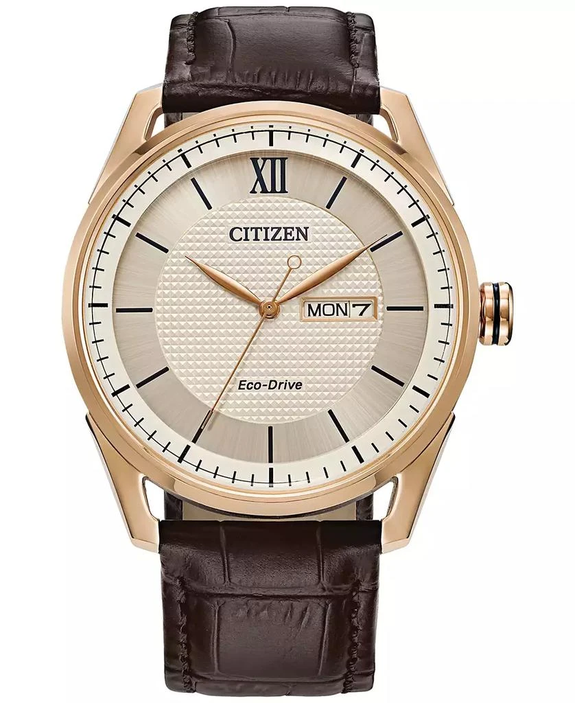 商品Citizen|Eco-Drive Men's Brown Leather Strap Watch 42mm,价格¥1591,第1张图片