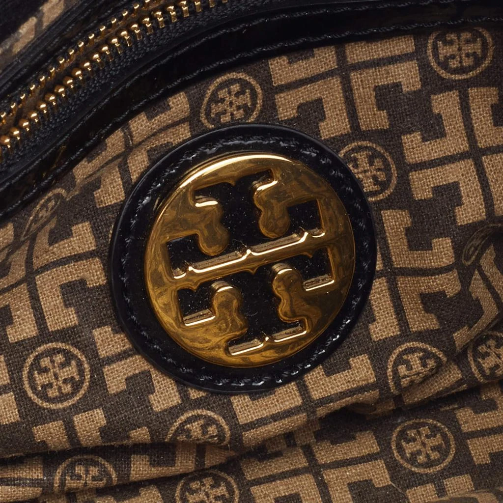 Tory Burch Black/Brown Canvas And Leather Chain Clutch 商品