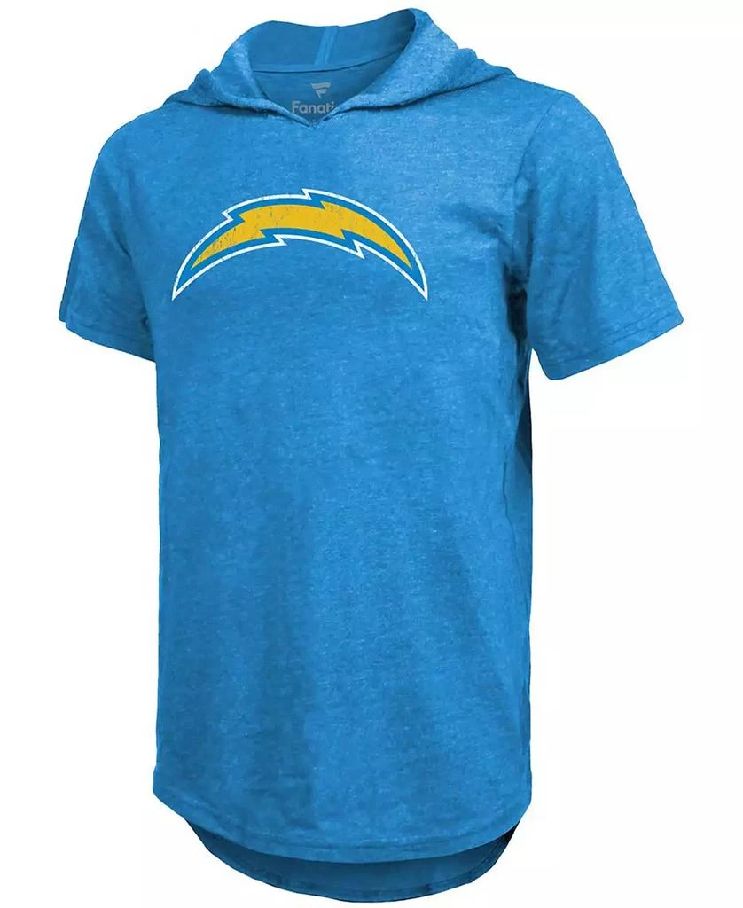 商品Fanatics|Men's Fanatics Justin Herbert Powder Blue Los Angeles Chargers Player Name and Number Tri-Blend Hoodie T-shirt,价格¥413,第3张图片详细描述