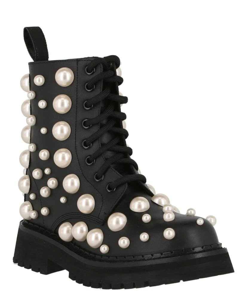 商品Moschino|Pearl Leather Combat Boots,价格¥3697,第2张图片详细描述
