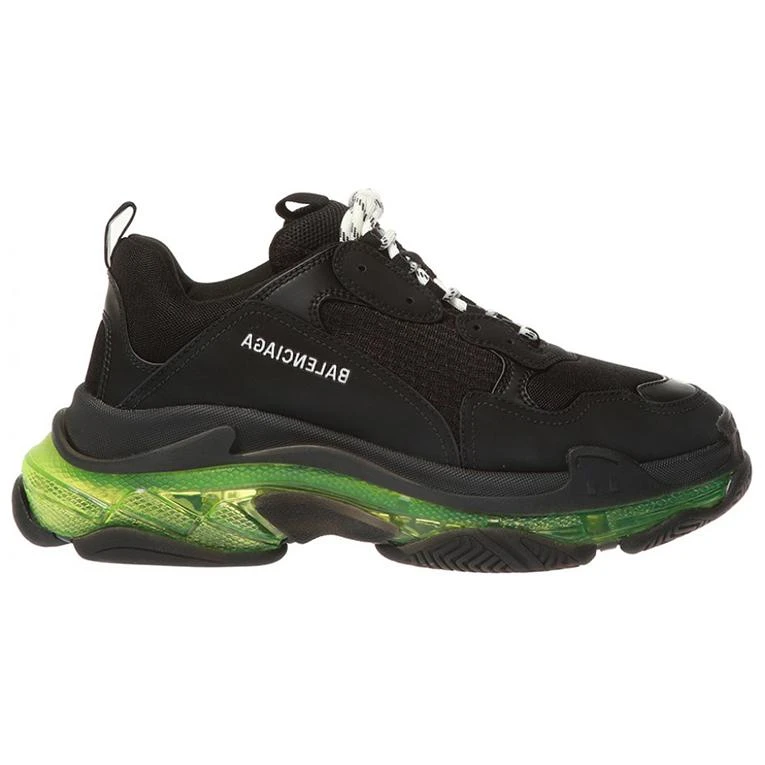 商品[国内直发] Balenciaga|巴黎世家 Triple S 透明鞋底 牛皮 运动 低帮 老爹鞋 男款 黑绿,价格¥8183,第3张图片详细描述