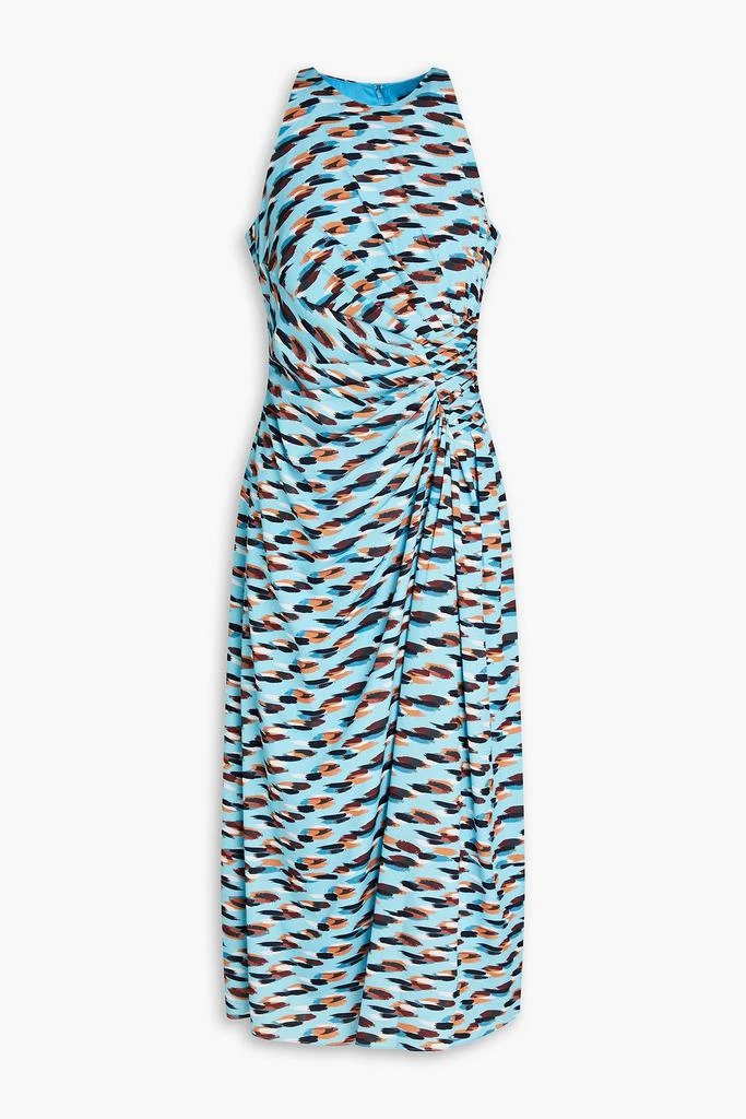 商品Badgley Mischka|Draped printed crepe de chine midi dress,价格¥1036,第1张图片