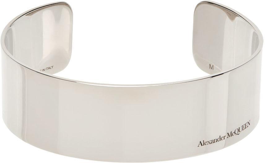 商品Alexander McQueen|Silver Wide Cuff Bracelet,价格¥1772,第1张图片