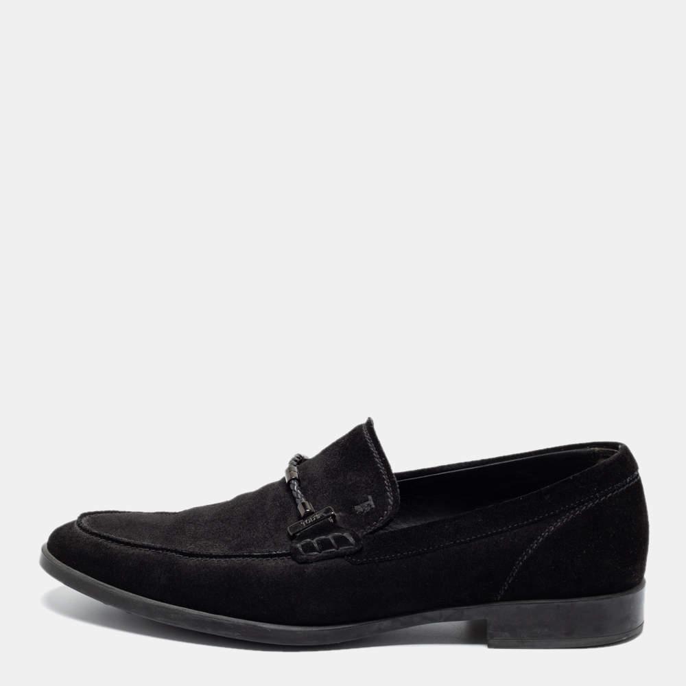 商品[二手商品] Tod's|Tod's Black Suede Buckle Slip-On Loafers Size 43,价格¥1501,第1张图片