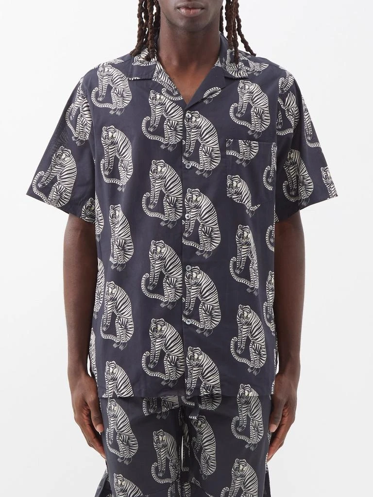 商品Desmond & Dempsey|Sansindo tiger-print cotton pyjama shirt,价格¥432,第1张图片