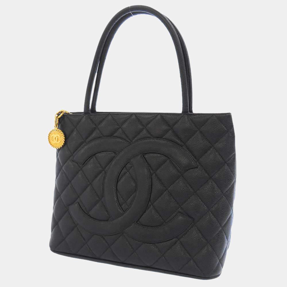 商品[二手商品] Chanel|Chanel Black Caviar Leather Madallion Tote Black Bag,价格¥16643,第1张图片
