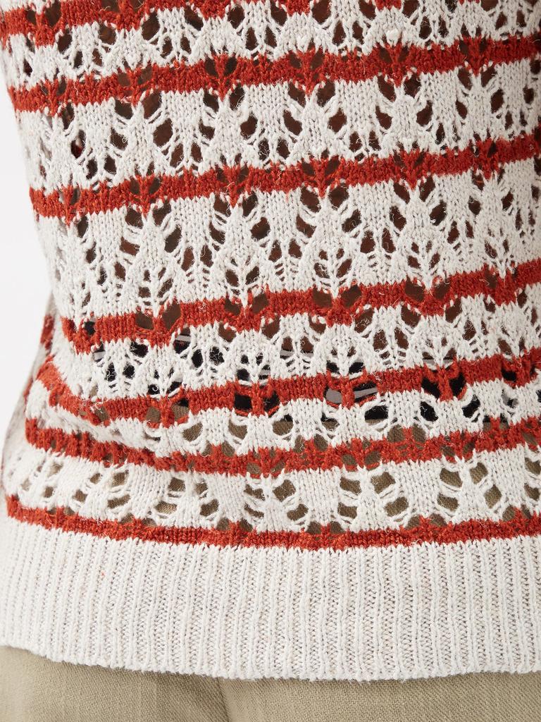 Open-work striped hemp-blend sweater vest商品第4张图片规格展示