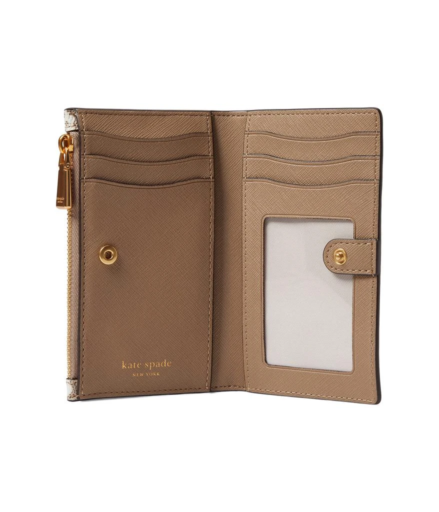 商品Kate Spade|Spade Flower Monogram Coated Canvas Small Slim Bifold Wallet,价格¥494,第3张图片详细描述