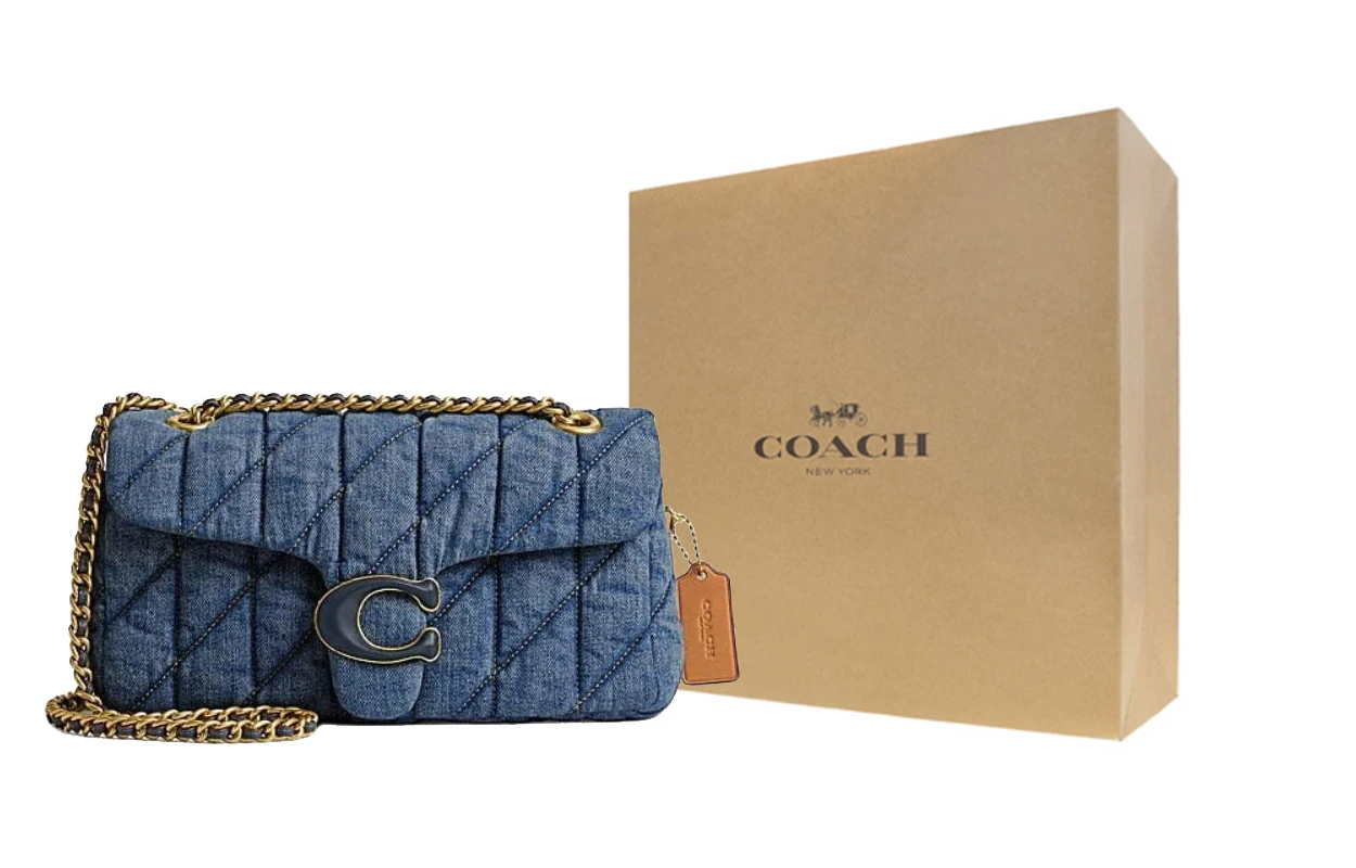 商品[国内直发] Coach|蔻驰 Tabby 26 时尚休闲绗缝Logo徽标 织物 斜挎单肩包 中号 女款 靛蓝色,价格¥3343,第10张图片详细描述