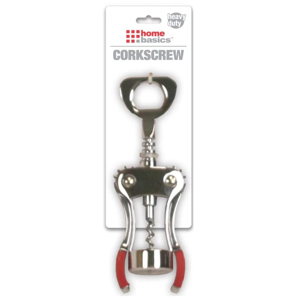 商品Home Basics|Home Basics Winged  Zinc Plated Steel Cork Screw Wine Opener with Rubberized Grips, Red,价格¥174,第1张图片