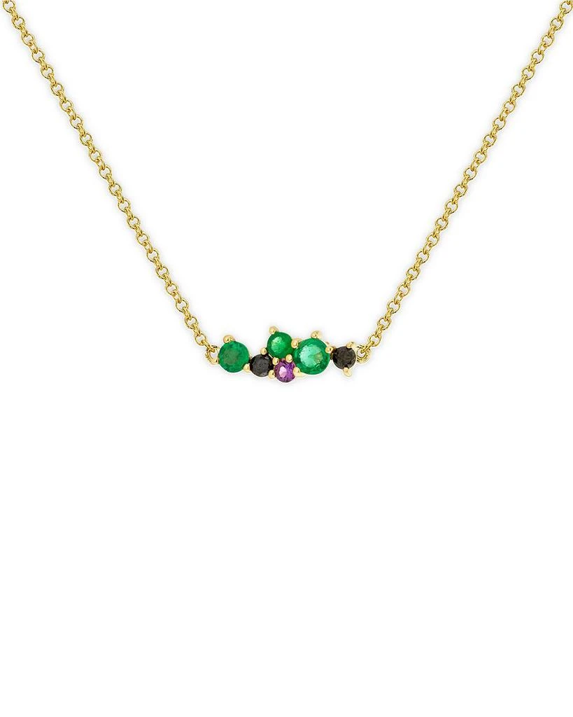 商品Sydney Evan|Wicked x Sydney Evan 14K Yellow Gold Gemstone & Black Diamond Elphaba Cocktail Bar Necklace, 18",价格¥10929,第1张图片