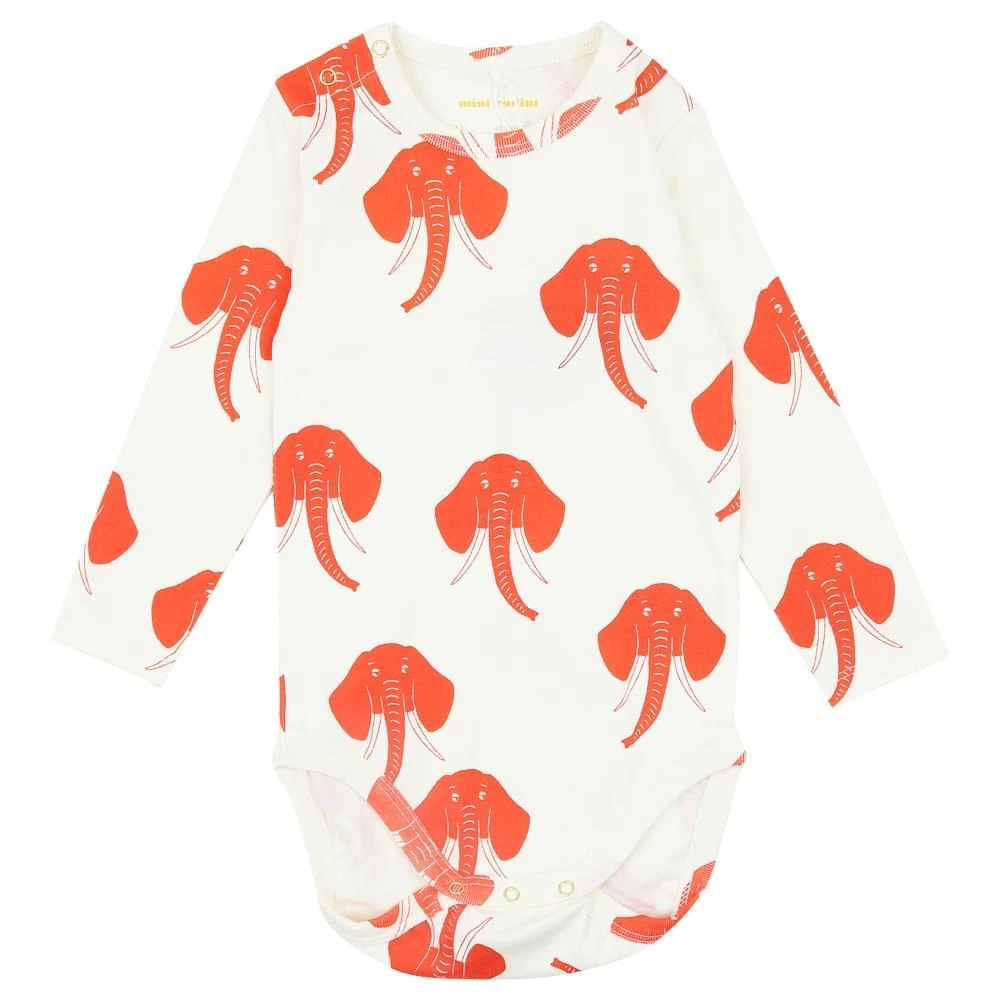 商品Mini Rodini|Ivory Elephant Romper,价格¥86,第1张图片