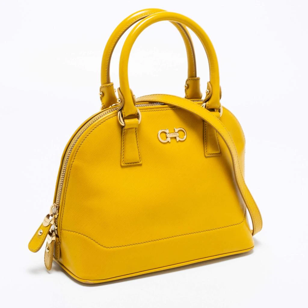 商品[二手商品] Salvatore Ferragamo|Salvatore Ferragamo Yellow Saffiano Leather Darina Satchel,价格¥2470,第3张图片详细描述