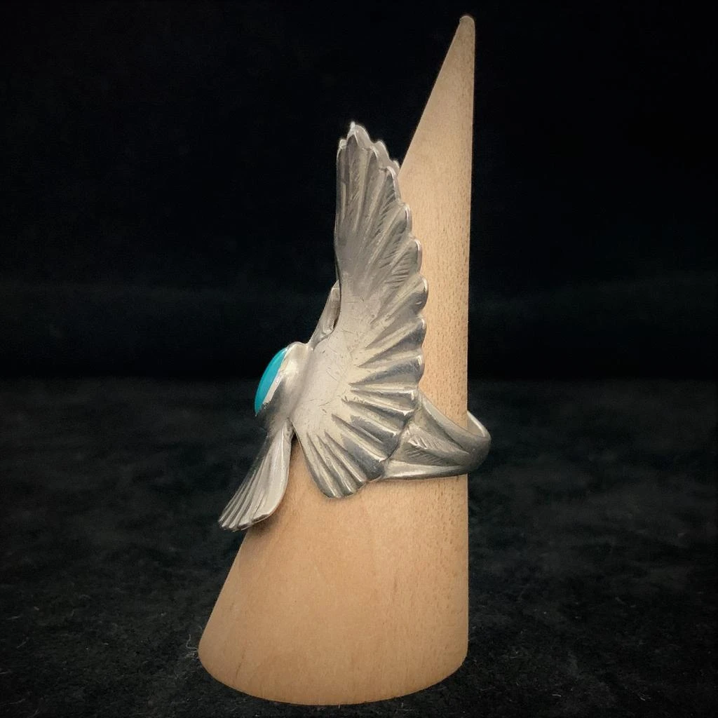 商品Native Feather|Goros Turquoise Eagle Ring - Silver And Blue,价格¥11570,第3张图片详细描述