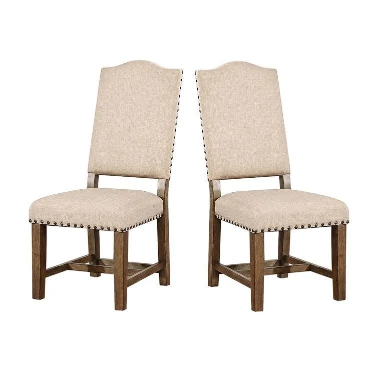 Streamdale Beige Fabric Upholstered Dining Chairs with Nailhead Trim 商品