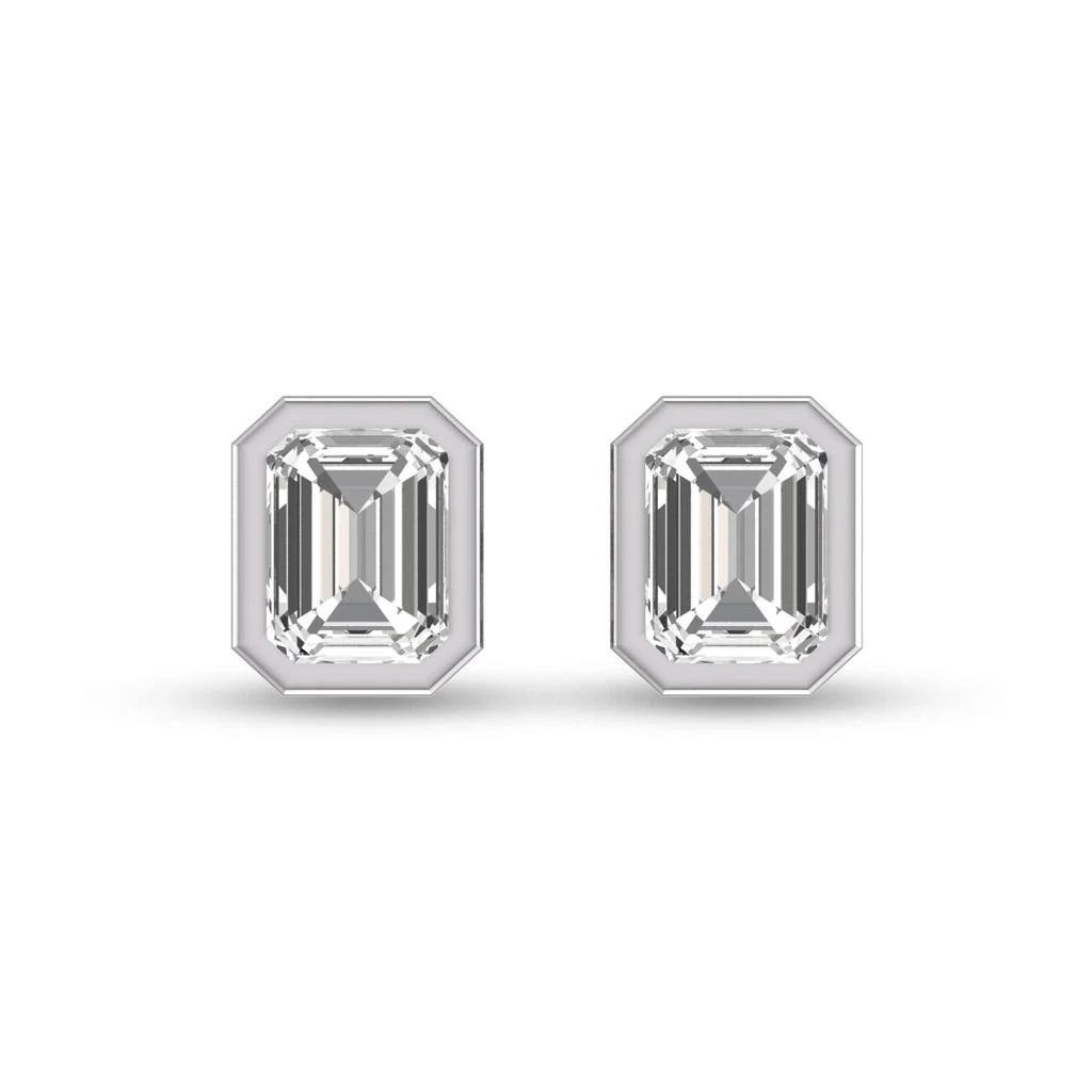 商品SSELECTS|Lab Grown 1/4 Carat Emerald Bezel Set Diamond Solitaire Earrings In 14k White Gold,价格¥3448,第1张图片