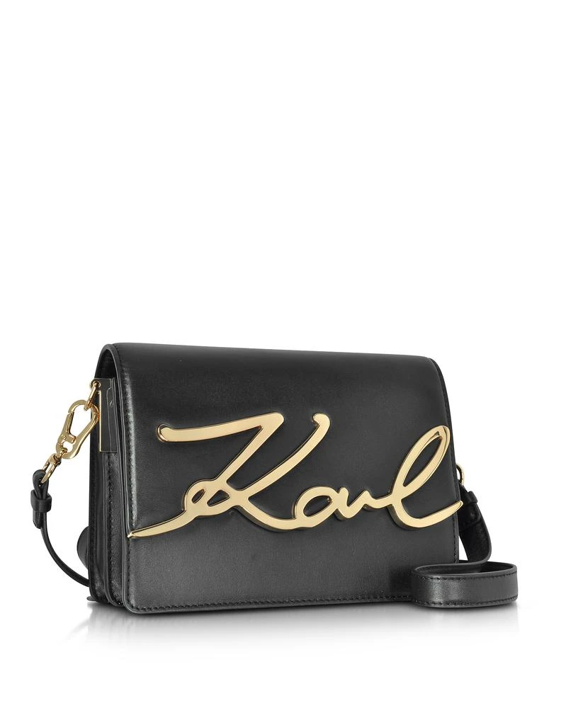 商品Karl Lagerfeld Paris|黑色皮革K Logo单肩包,价格¥1545,第4张图片详细描述