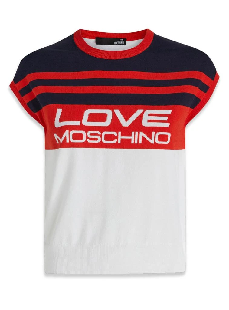 商品Love Moschino|Love Moschino Logo Intarsia Crewneck Knitted Top,价格¥1280,第1张图片