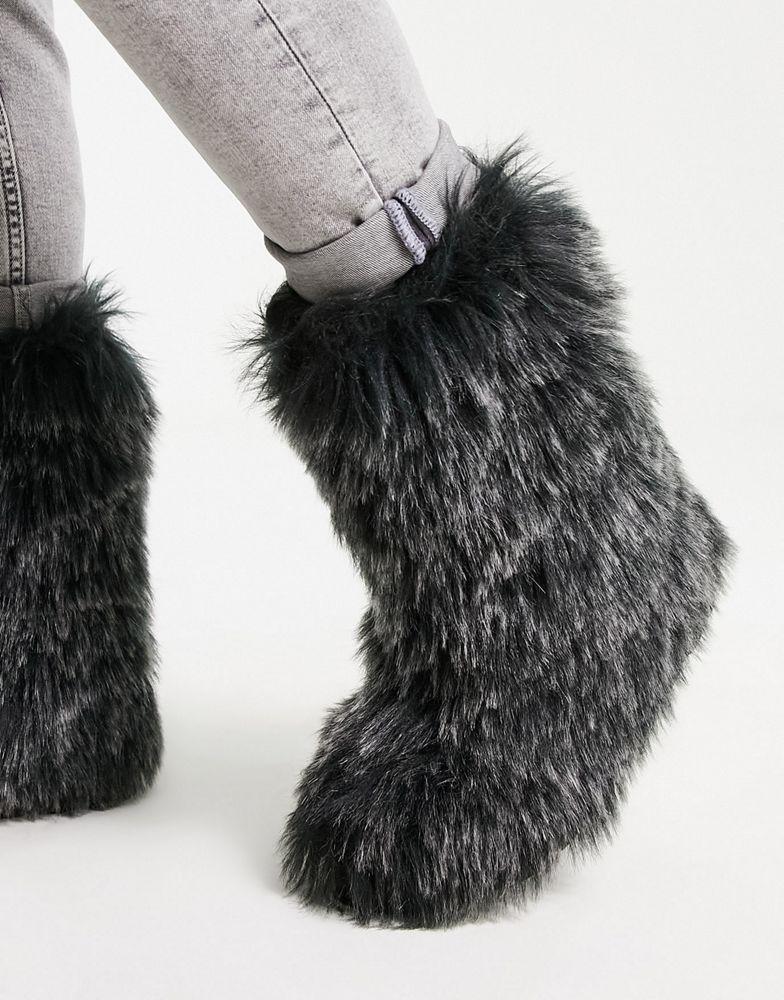 ASOS DESIGN faux fur calf boot in black商品第3张图片规格展示