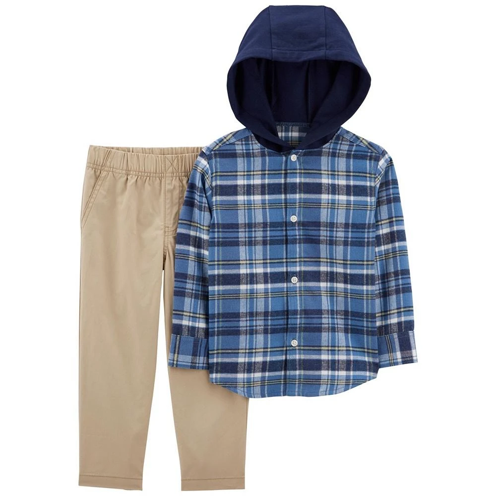 商品Carter's|Toddler Boys Plaid Hooded Button-Front Shirt and Pants, 2 Piece Set,价格¥178,第1张图片