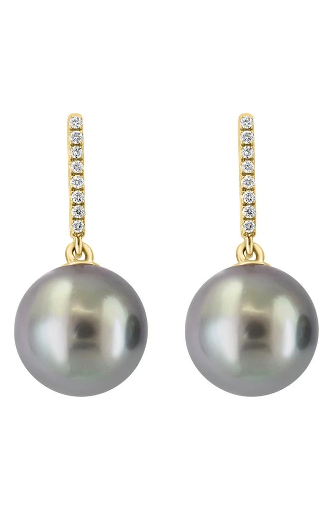 商品Effy|14K Yellow Gold Diamond & Tahitian Pearl Drop Earrings - 0.08ct.,价格¥5160,第1张图片