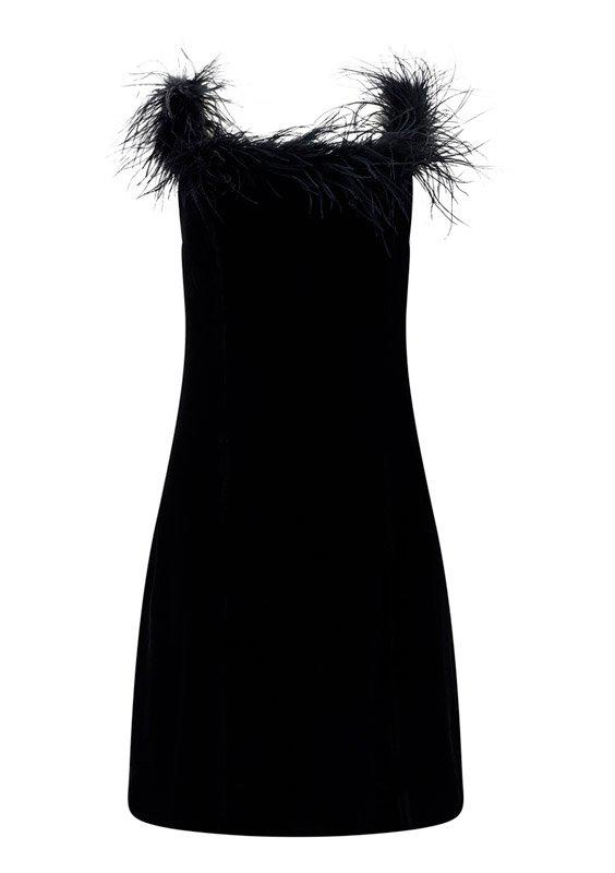 Rixo Feather-Trim Strapped Mini Dress商品第1张图片规格展示