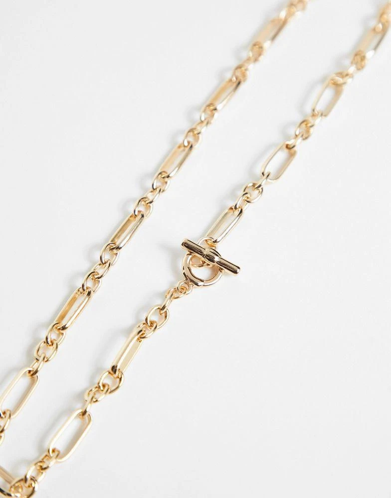 商品ASOS|ASOS DESIGN Curve T-bar necklace with mixed chain in gold tone,价格¥55,第2张图片详细描述