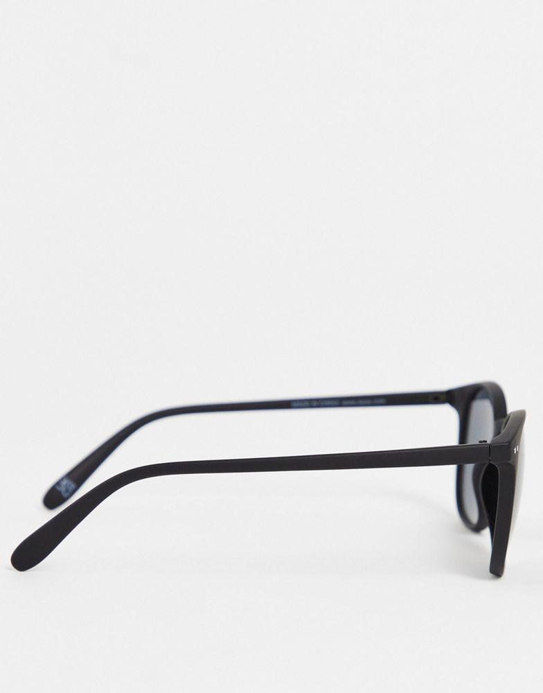 ASOS DESIGN frame round sunglasses in matte black with smoke lens  - BLACK商品第3张图片规格展示