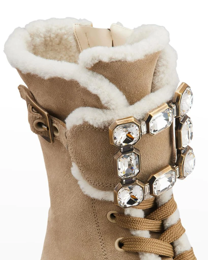 商品Roger Vivier|Suede Shearling Crystal-Cuff Combat Boots,价格¥3845,第4张图片详细描述