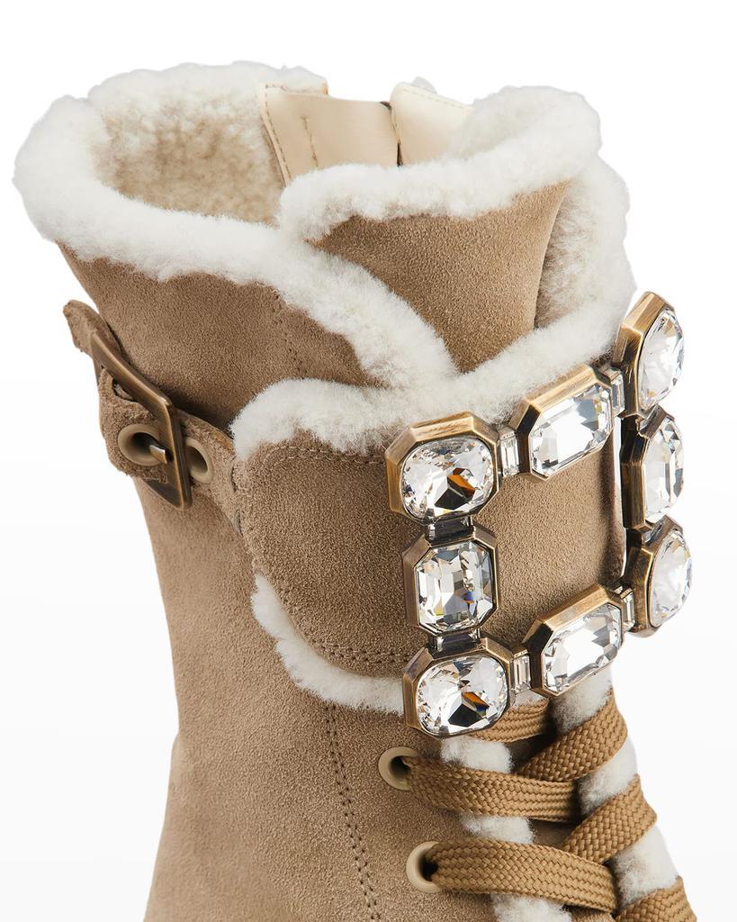 商品Roger Vivier|Suede Shearling Crystal-Cuff Combat Boots,价格¥14996,第6张图片详细描述