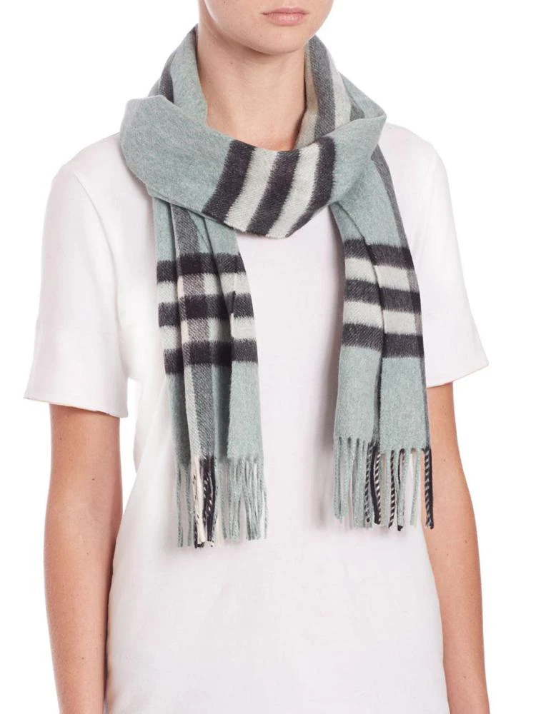 商品Burberry|Light Green Giant Check Cashmere Scarf,价格¥3228,第1张图片