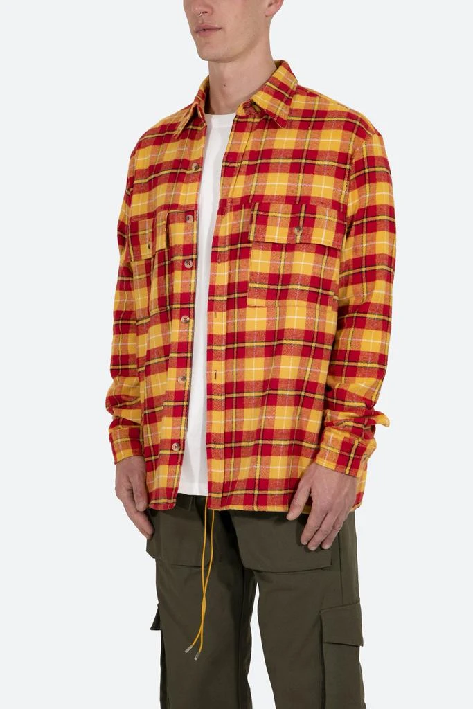 商品MNML|Relaxed Cargo Flannel Shirt - Yellow/Red,价格¥121,第3张图片详细描述