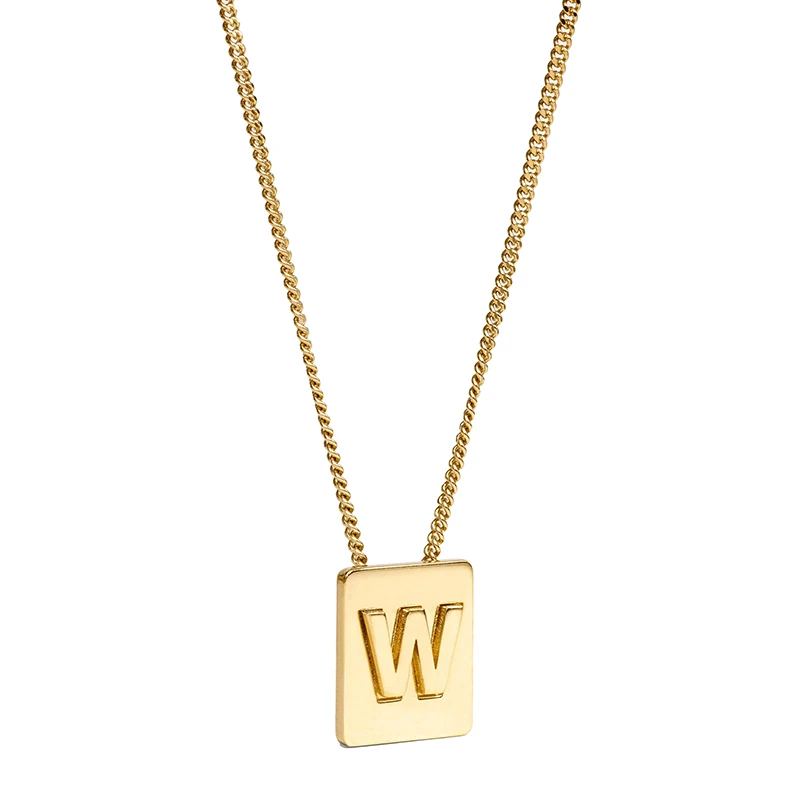 商品Celine|CELINE/赛琳 经典款ALPHABET系列 男女同款金色饰面黄铜字母W坠饰项链46N0W6BRA.35OR,价格¥3088,第1张图片