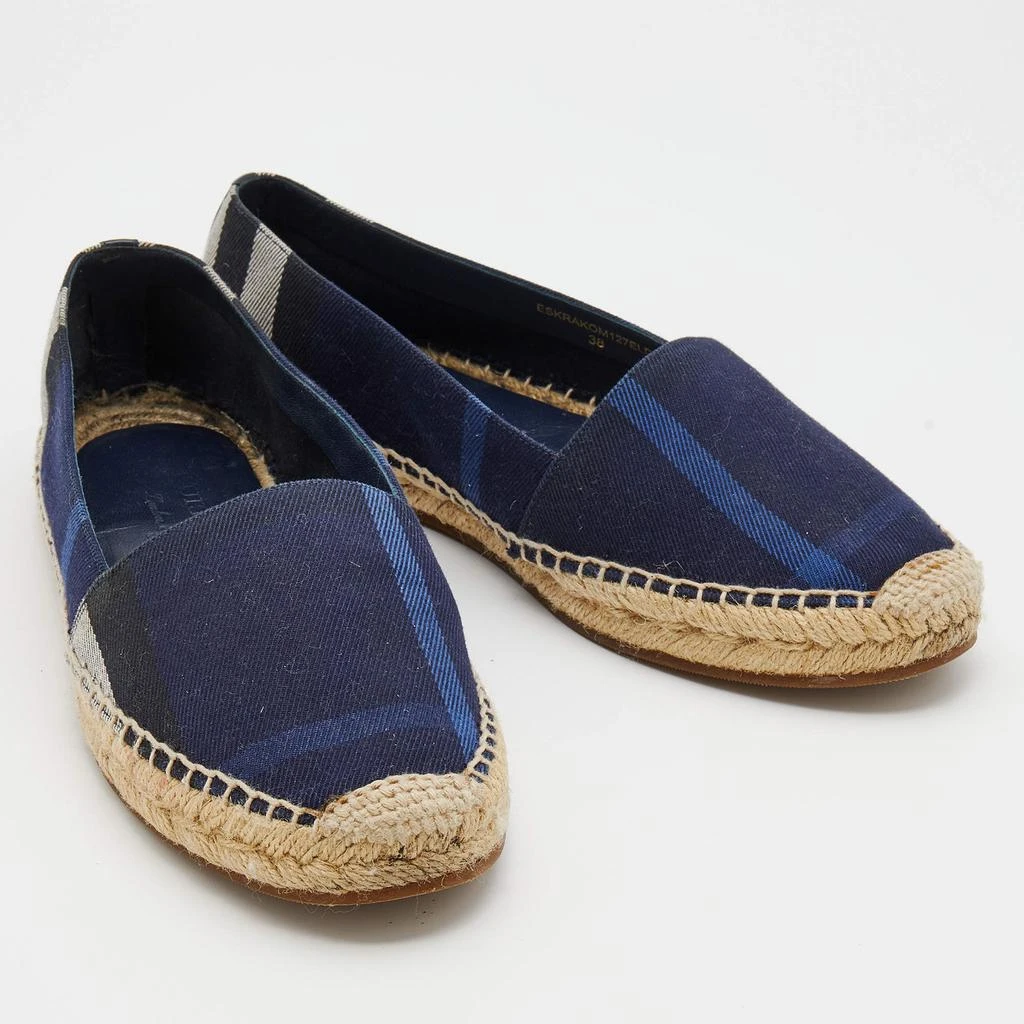 商品[二手商品] Burberry|Burberry Navy Blue House Check Canvas Espadrilles Flats Size 38,价格¥1206,第4张图片详细描述