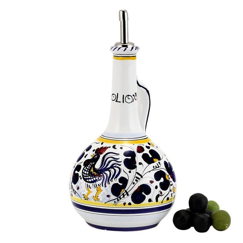 商品Artistica - Deruta of Italy|Orvieto Blue Rooster: Olive Oil Bottle  Dispenser Deluxe,价格¥1267,第1张图片