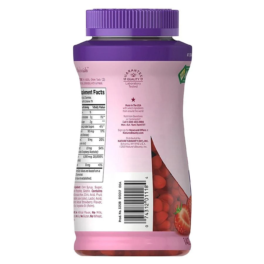 商品Nature's Bounty|Advanced, Skin and Nails Vitamins With Biotin, Gummies Strawberry,价格¥163,第2张图片详细描述