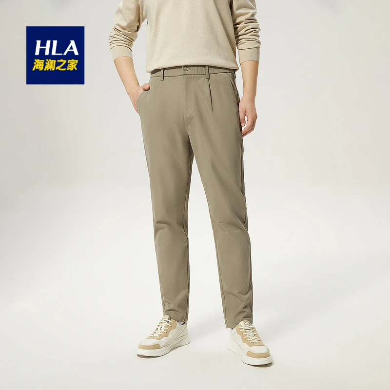 商品[国内直发] HLA|海澜之家【周杰伦同款】纯色休闲裤2021秋新品松紧腰弹力裤子,价格¥133,第1张图片