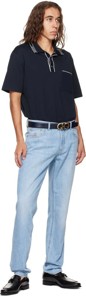 商品Salvatore Ferragamo|Navy Gancini Reversible Belt,价格¥2171,第3张图片详细描述