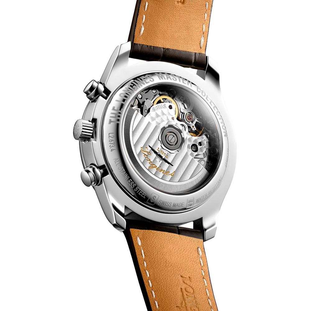 Men's Swiss Automatic Chronograph Master Brown Leather Strap Watch 40mm商品第4张图片规格展示