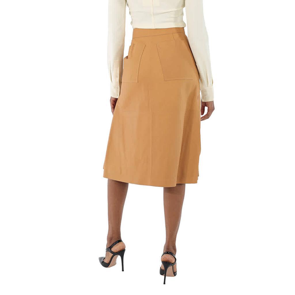 Ladies Caramel Lambskin High-waisted Skirt商品第3张图片规格展示