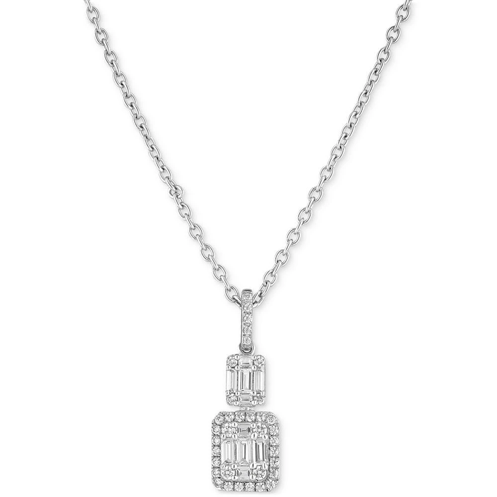 商品Macy's|Cubic Zirconia Baguette Cluster 18" Pendant Necklace in Sterling Silver,价格¥396,第1张图片