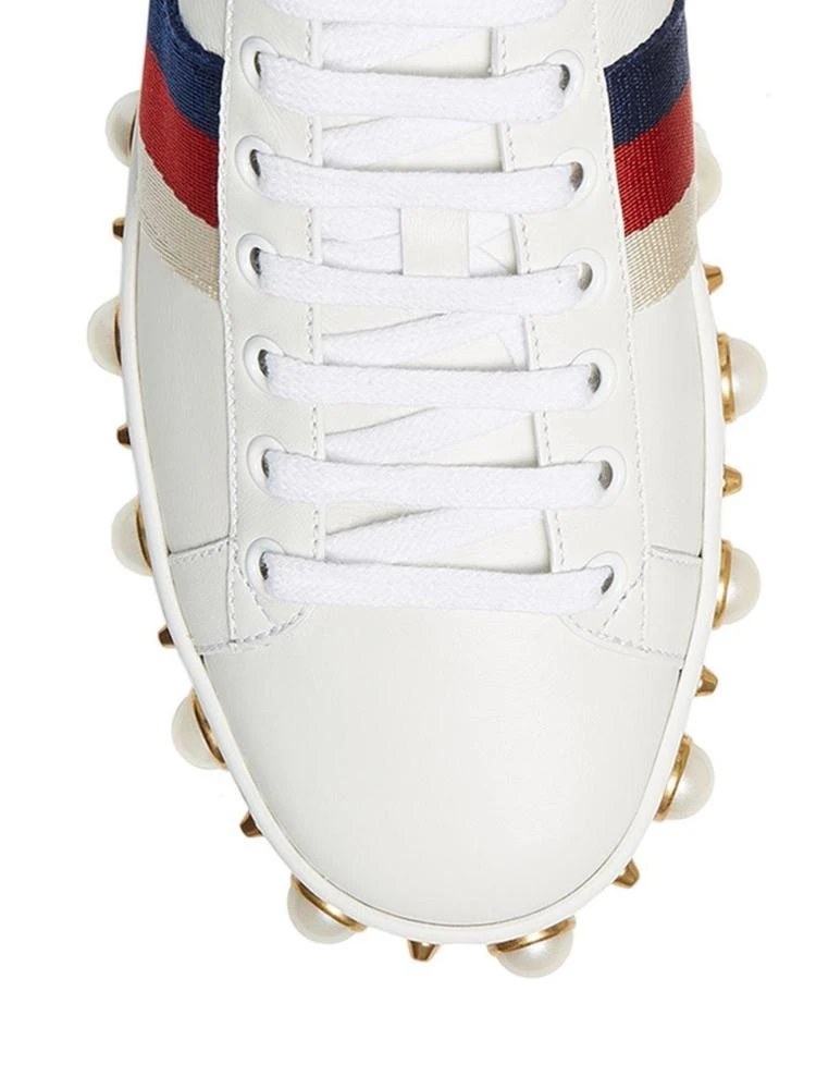 商品Gucci|Gucci - New Ace Faux Pearl Studded Leather Low-Top Sneakers,价格¥8246,第3张图片详细描述